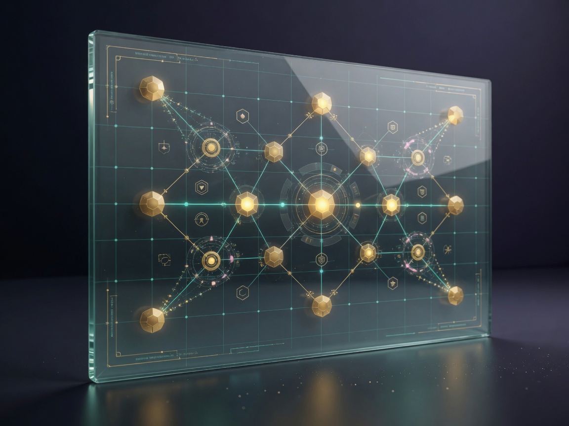 Enterprise API gateway — glass panel and endpoint nodes