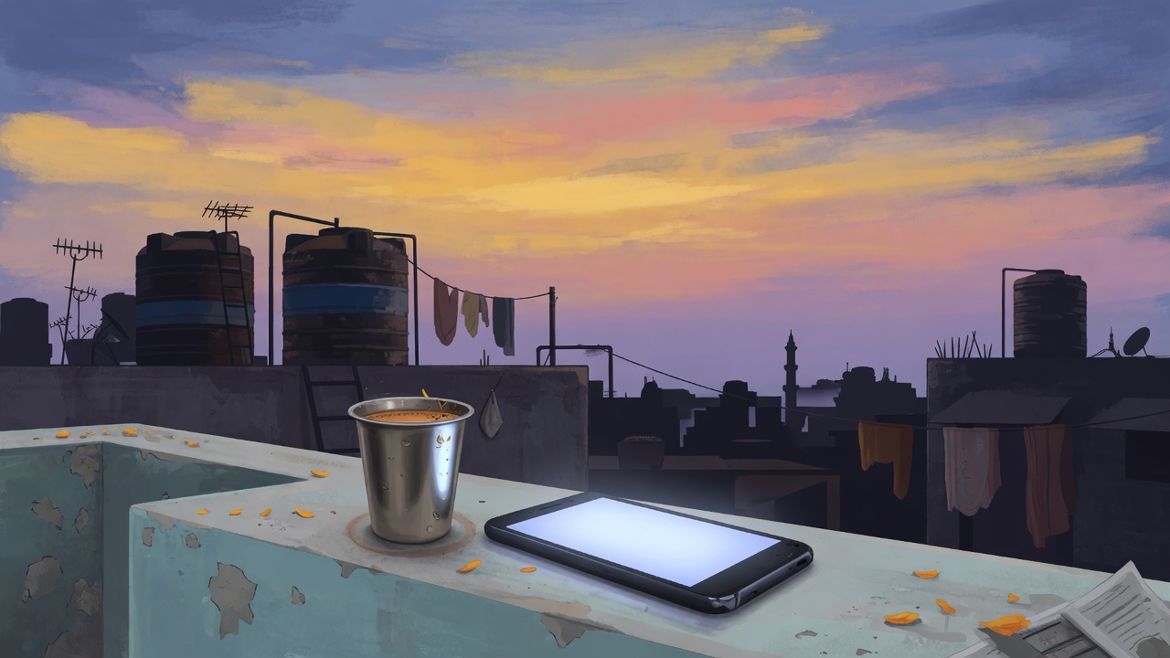 5:30 AM on a Hyderabad rooftop — chai and a phone before the city wakes